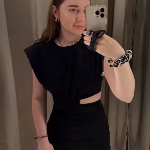 Casual Pleated Sleeveless Crop Asymmetry Decorative O-Neck Solid Beach Party Mini Dress