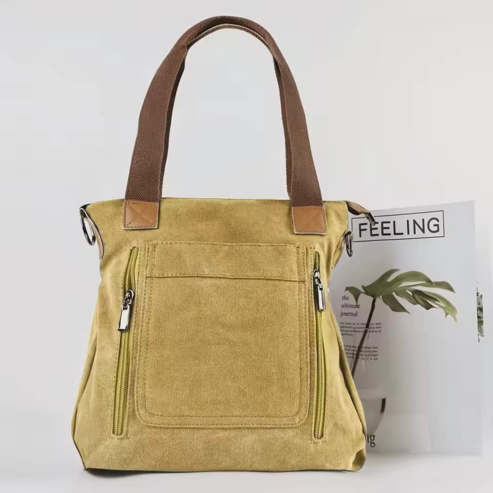 Casual Retro Campus Canvas Bulk Capacity Practicality Detachable Shoulder Strap Tote Bag