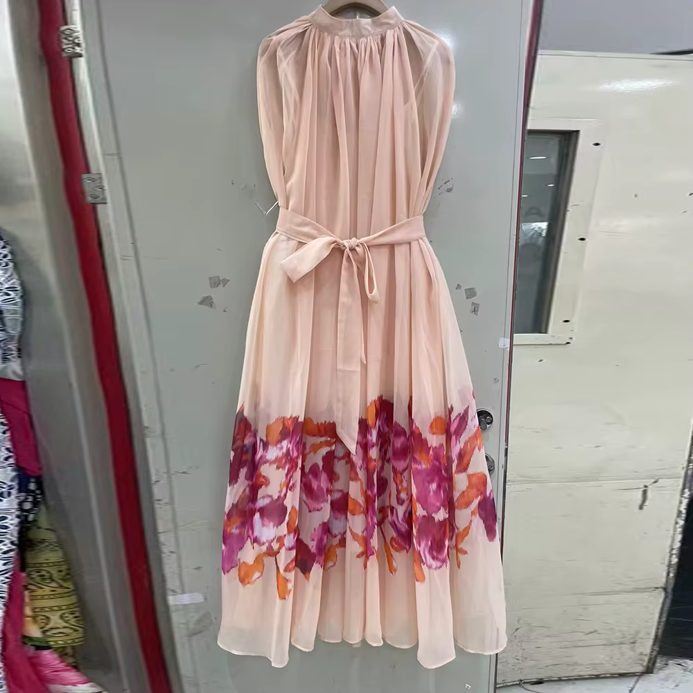 Casual Round Neck Long Sleeves Patchwork Printing Solid Maxi Dress - Image 8