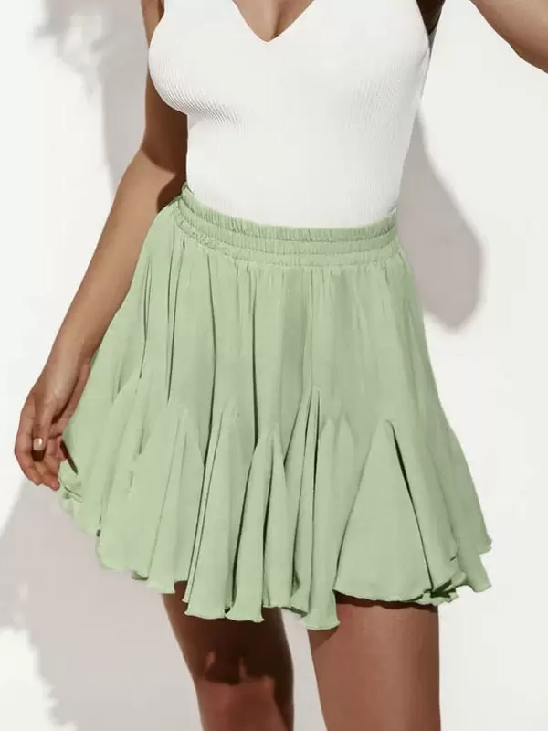 Casual Ruffles Raised Waist Polyester Fall Short Skirt Street Wear - Image 3