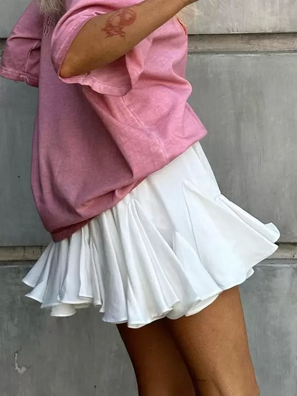 Casual Ruffles Raised Waist Polyester Fall Short Skirt Street Wear - Image 9