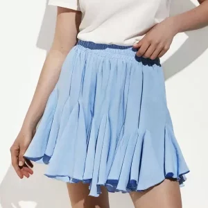 Casual Ruffles Raised Waist Polyester Fall Short Skirt Street Wear