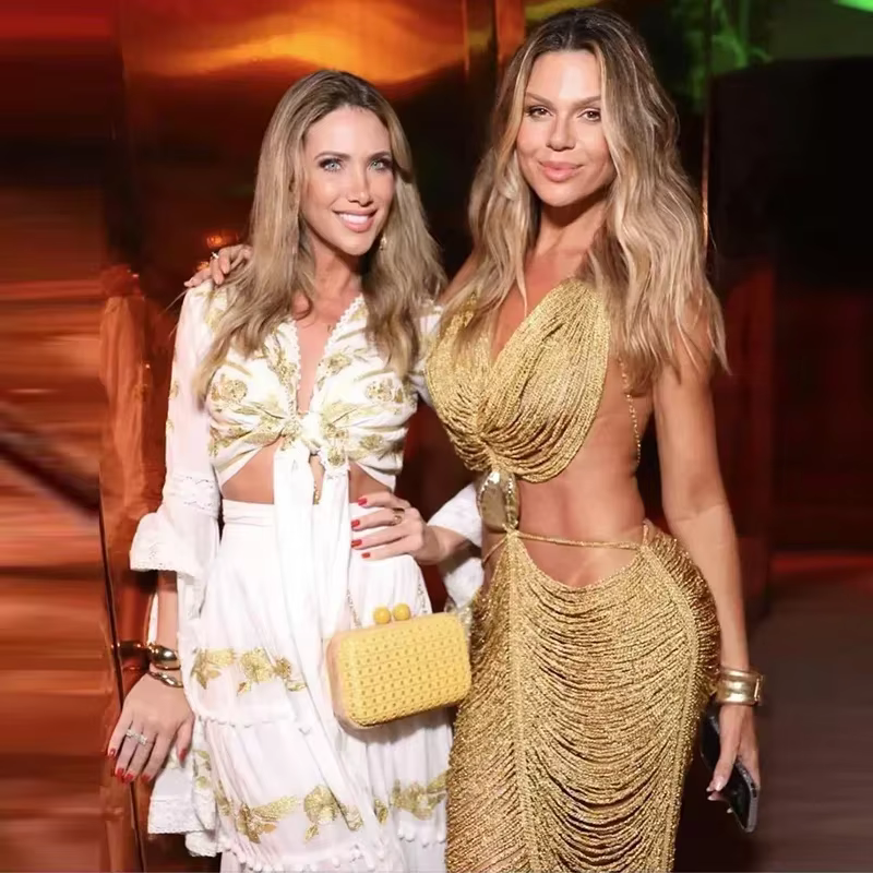 Casual Shell Tassel Halter Hollow Out Sleeveless Backless Long Maxi Dresses - Image 8