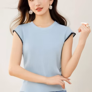 Casual Short Sleeve O-Neck Loose Patchwork Pullovers Tops