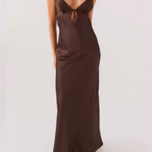 Casual Sleeveless Strap V-neck Front Tie-Up Backless Long Maxi Dress