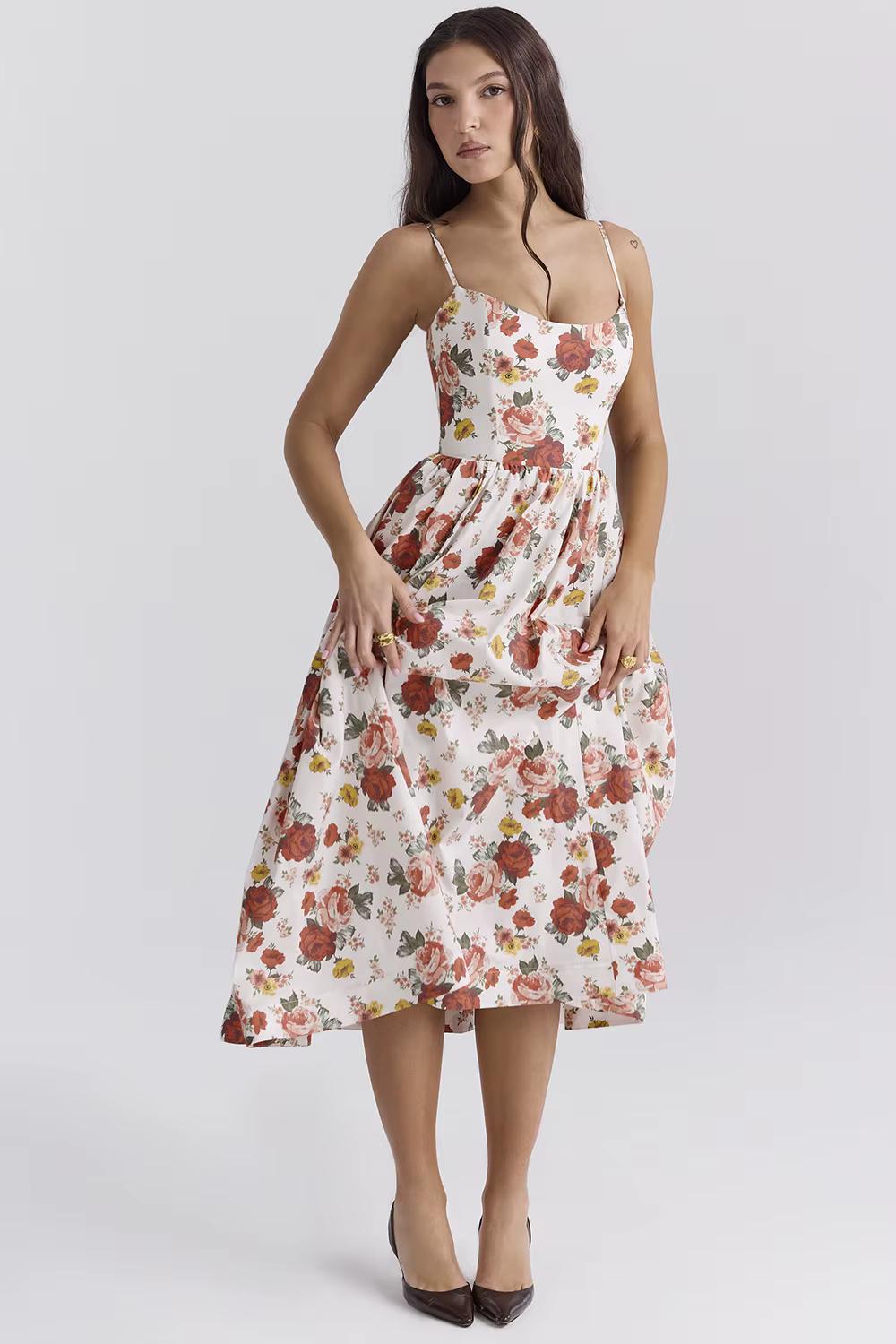Casual Strapless A-LINE Floral Spaghetti Strap Backless Midi Dress - Image 5