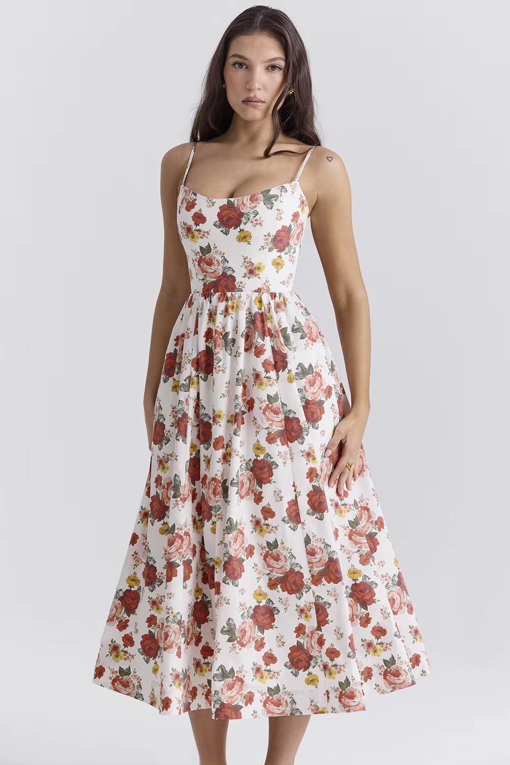 Casual Strapless A-LINE Floral Spaghetti Strap Backless Midi Dress - Image 6