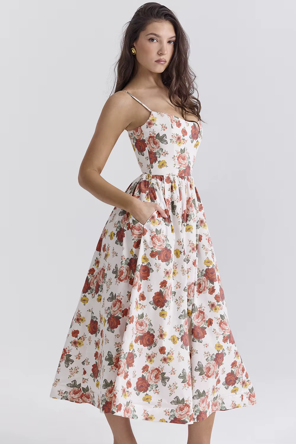 Casual Strapless A-LINE Floral Spaghetti Strap Backless Midi Dress - Image 2