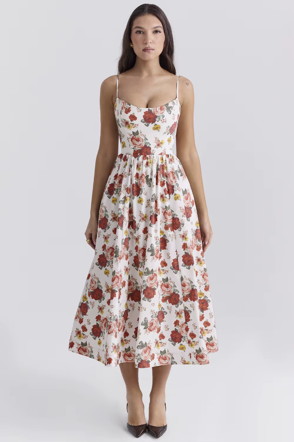 Casual Strapless A-LINE Floral Spaghetti Strap Backless Midi Dress - Image 4
