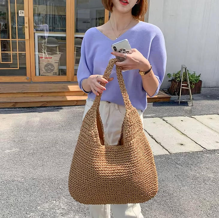 Casual Straw Wicker Woven Handmade Beach Large Totes Bohemia Handbags