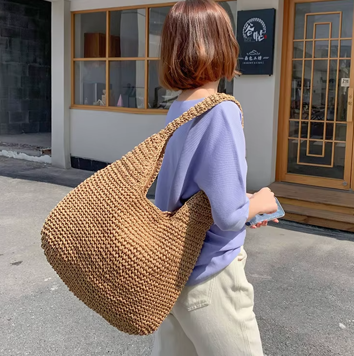 Casual Straw Wicker Woven Handmade Beach Large Totes Bohemia Handbags - Image 4