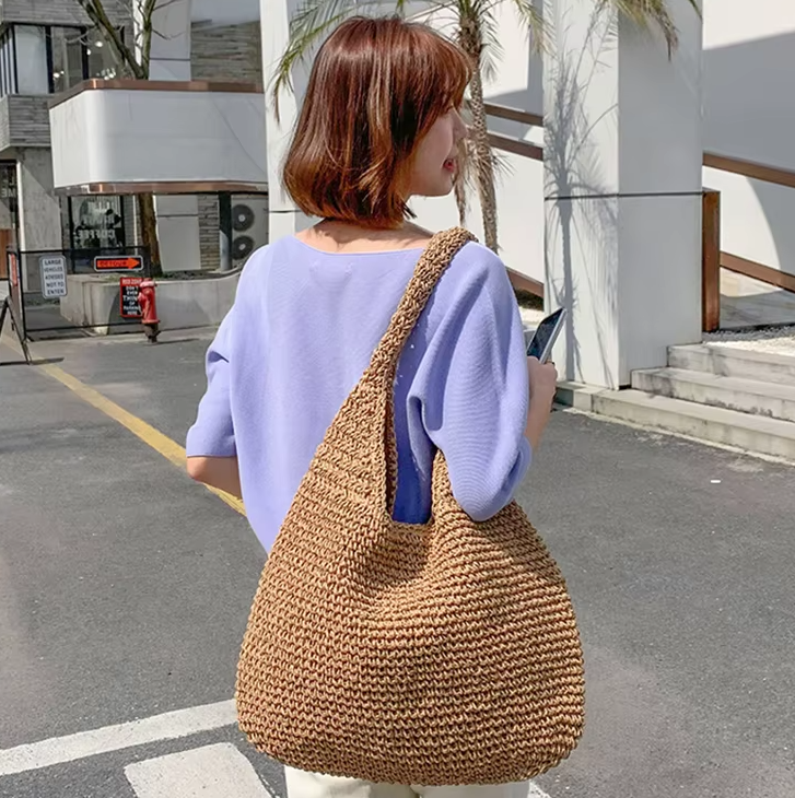 Casual Straw Wicker Woven Handmade Beach Large Totes Bohemia Handbags - Image 7
