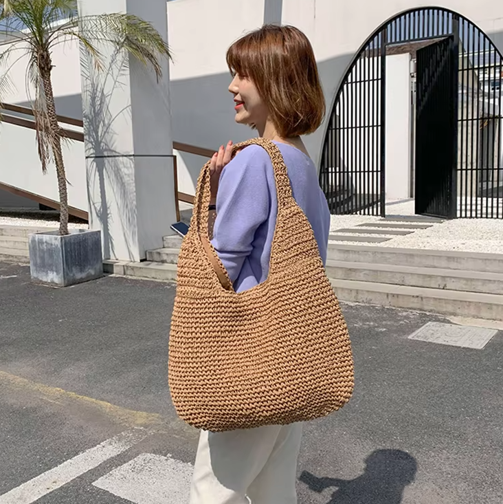 Casual Straw Wicker Woven Handmade Beach Large Totes Bohemia Handbags - Image 9