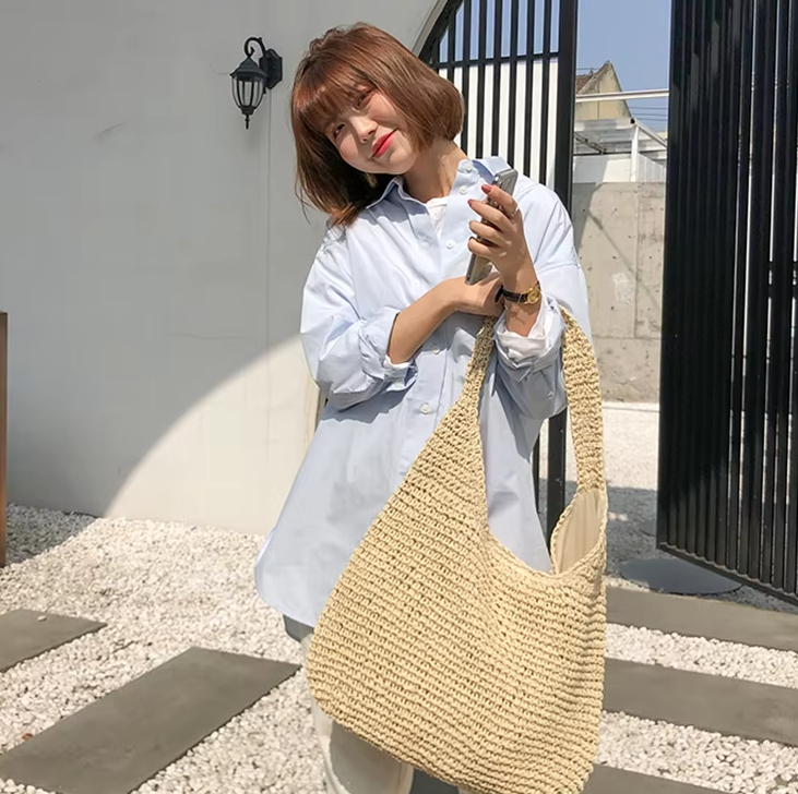 Casual Straw Wicker Woven Handmade Beach Large Totes Bohemia Handbags - Image 11