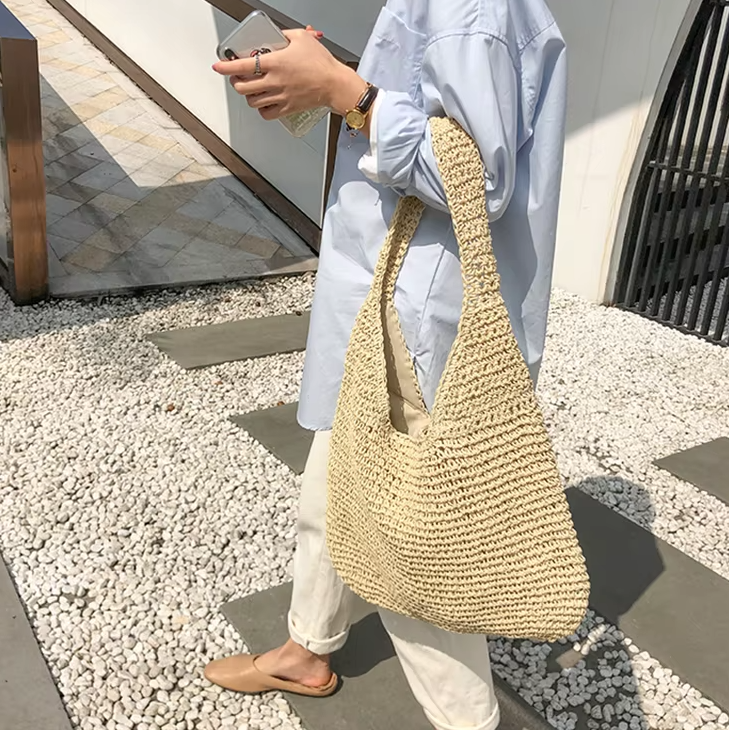 Casual Straw Wicker Woven Handmade Beach Large Totes Bohemia Handbags - Image 12