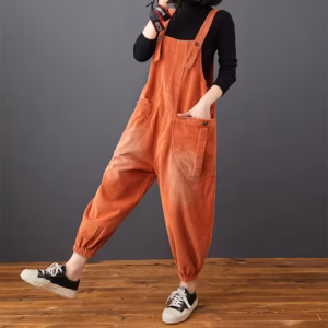 Casual Streetwear Loose Plus Size Rompers Solid Pockets Wide Leg Overalls Dungarees