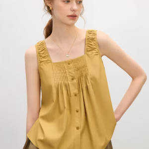 Casual Textured Linen Relaxed Fit Slimming Silhouette Tanks And Camis Top