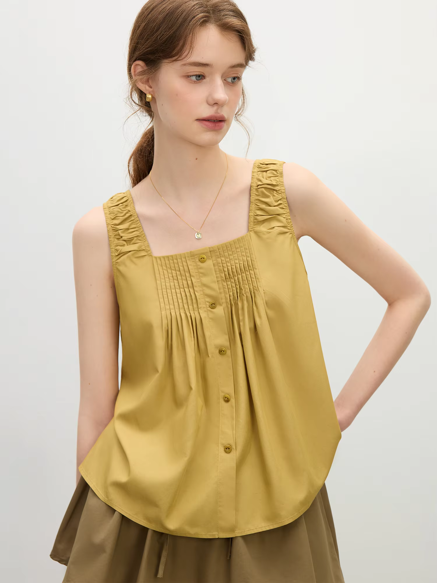 Casual Textured Linen Relaxed Fit Slimming Silhouette Tanks And Camis Top