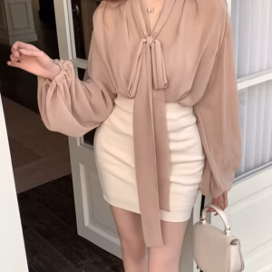 Casual Vintage High Waist Solid Back Zipper Mini Skirt