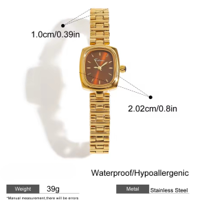 Casual Shiny 18K Gold PVD Plated Stainless Steel Watch