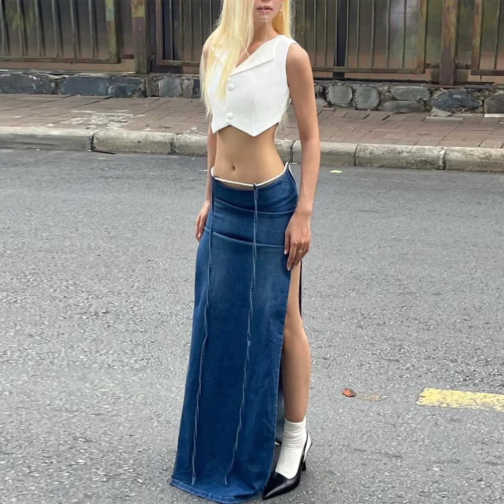 Casual Woven Solid High Waist A-LINE Beading Floor-Length Skirt