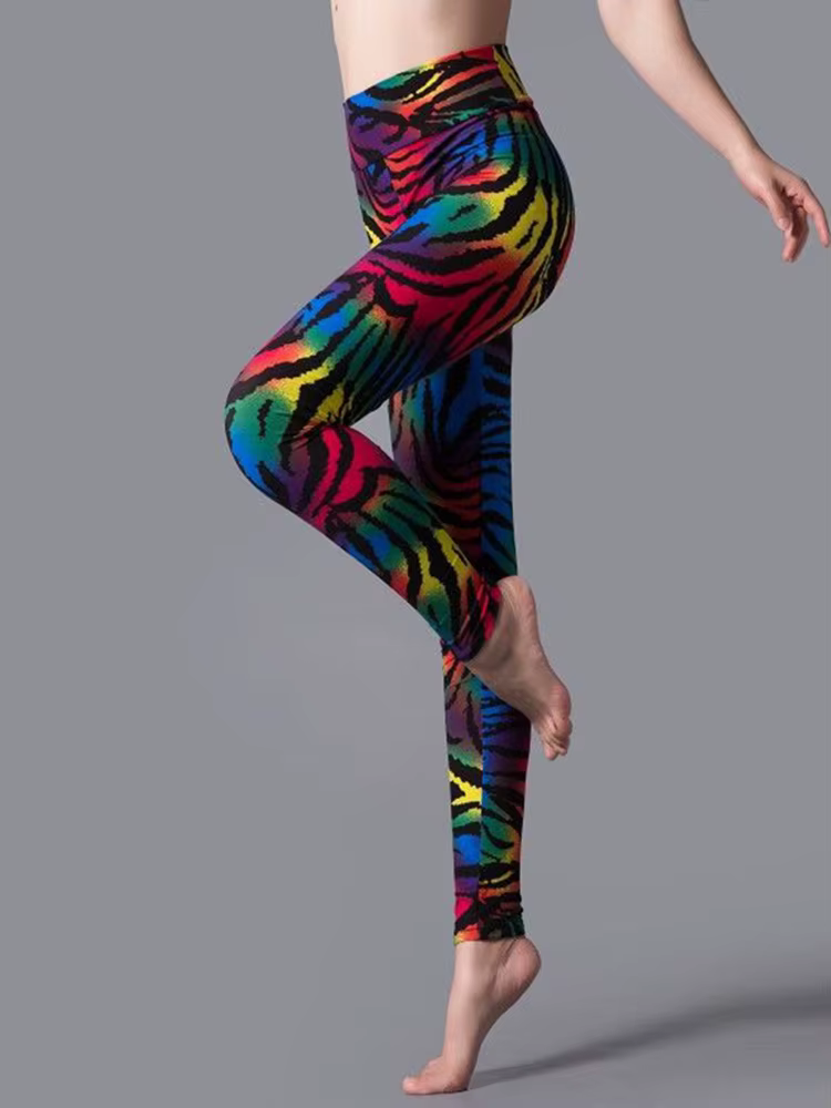 Casual Zebra Printed Sportwear Workout High Waist Ankle-Length Leggings