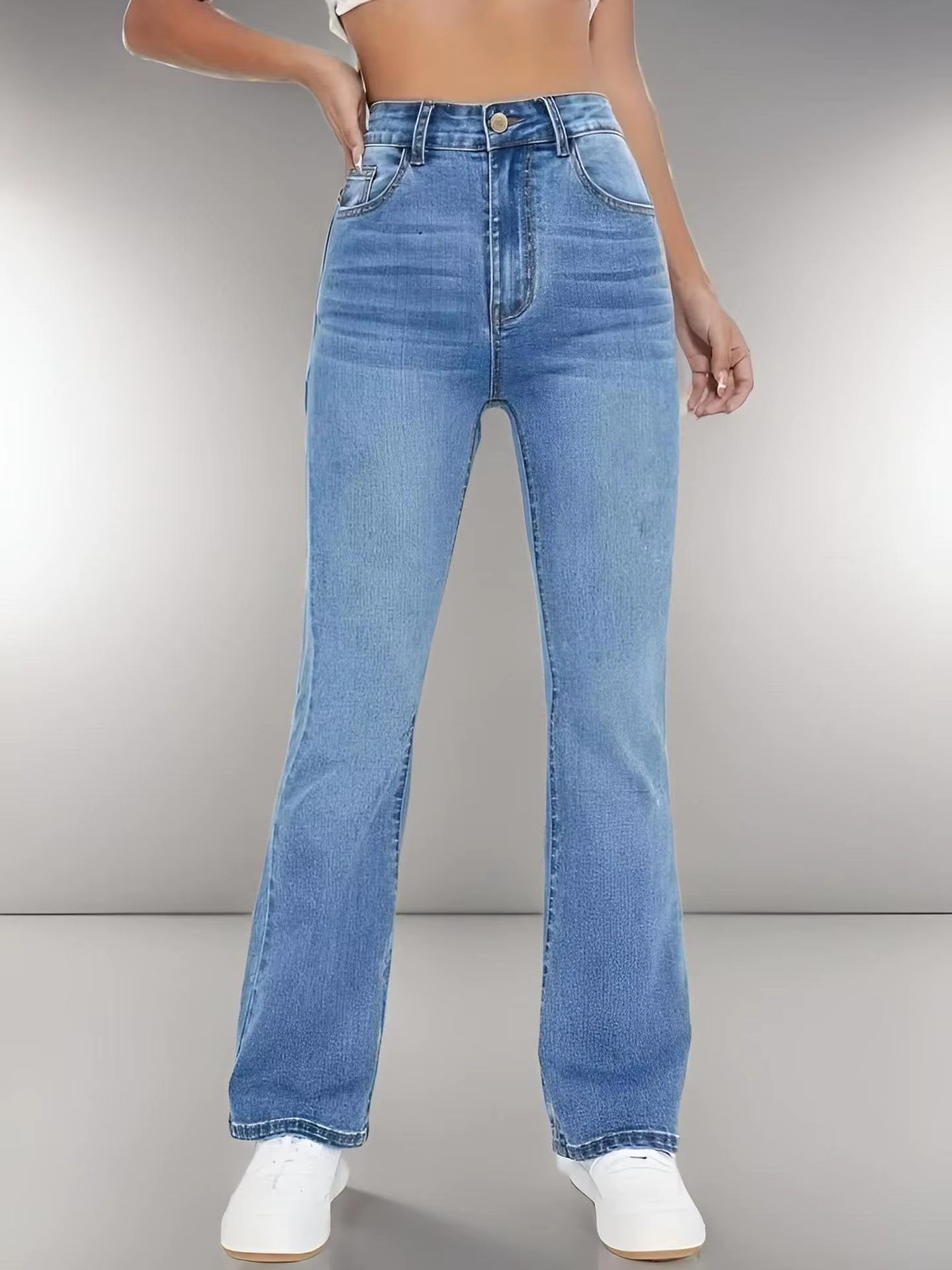 Casual Zipper Fly Versatile High Waist Slimming Loose Straight Jeans - Image 4