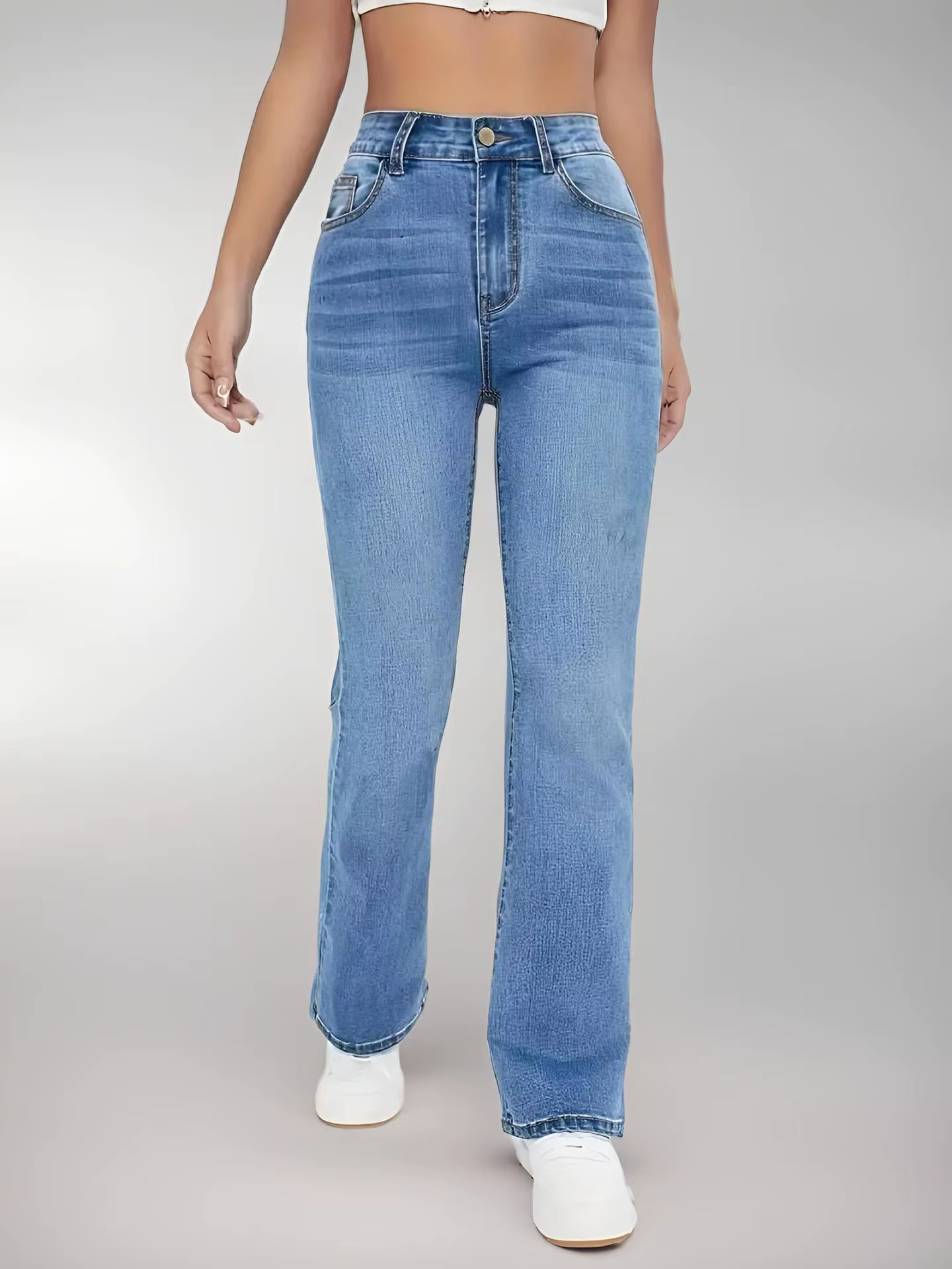 Casual Zipper Fly Versatile High Waist Slimming Loose Straight Jeans - Image 3