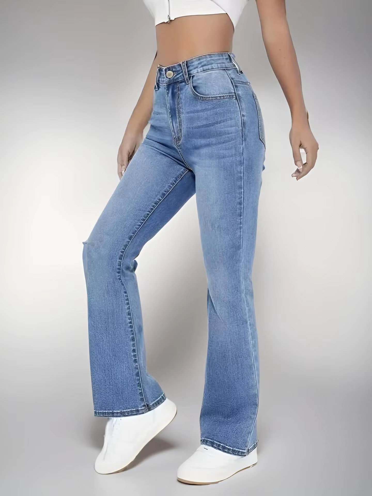 Casual Zipper Fly Versatile High Waist Slimming Loose Straight Jeans