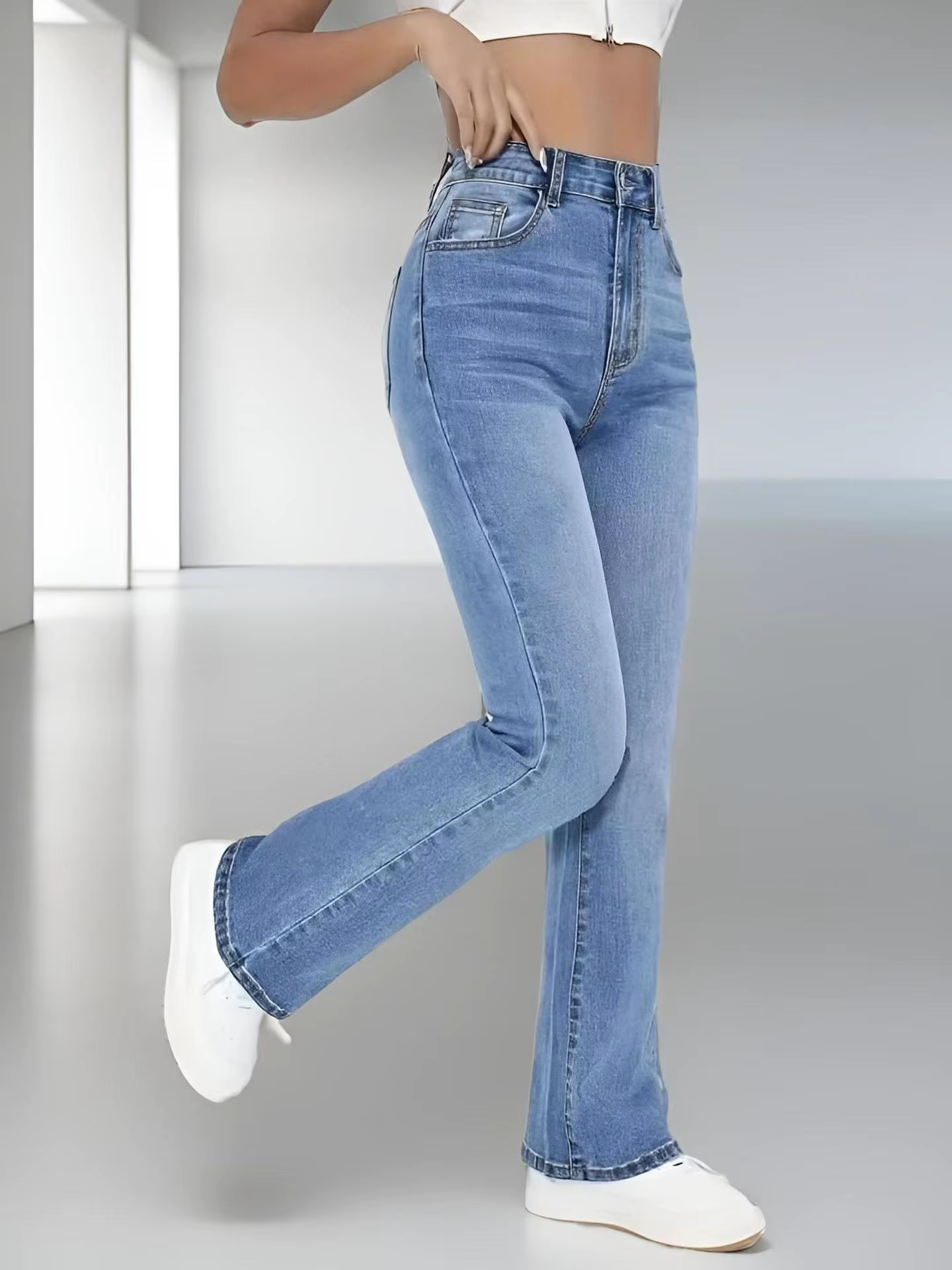 Casual Zipper Fly Versatile High Waist Slimming Loose Straight Jeans - Image 2