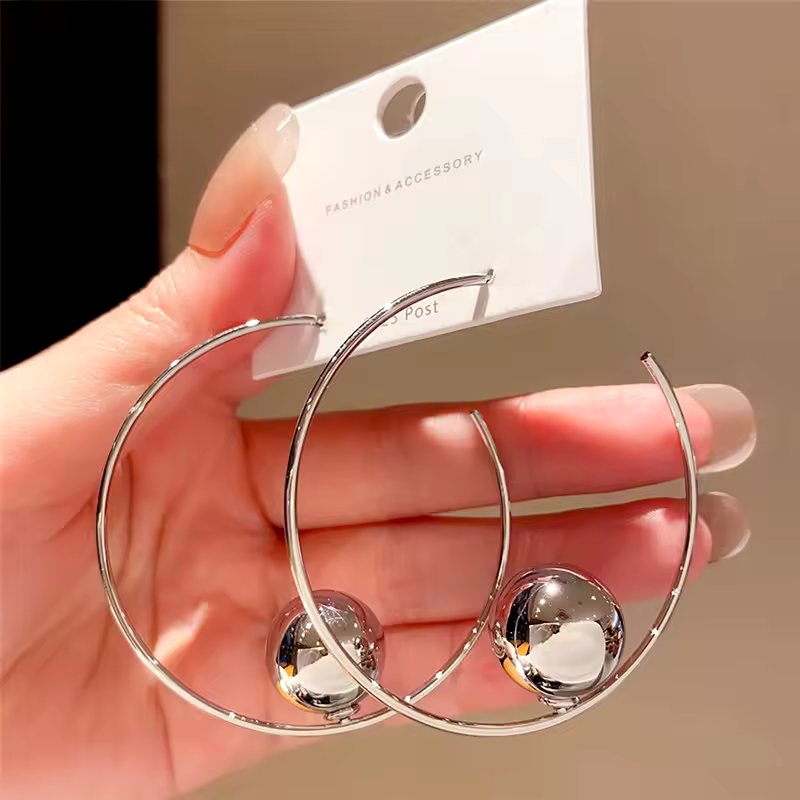 Irregular Metal Ball Travel Wedding Hiphop Stud Earrings