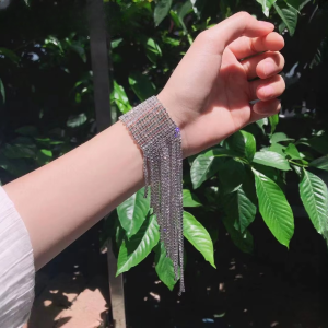 Crystal Statement Long Tassel Rhinestone Bridal Wedding Bracelets