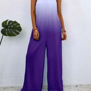 Digital Printing Color Gradient Sleeveless Casual Baggy Jumpsuit