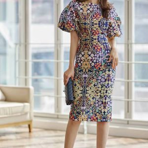 Elegant Cropped Top And High Waist Sheath Pencil Bodycon Skirts 2 Pieces Set