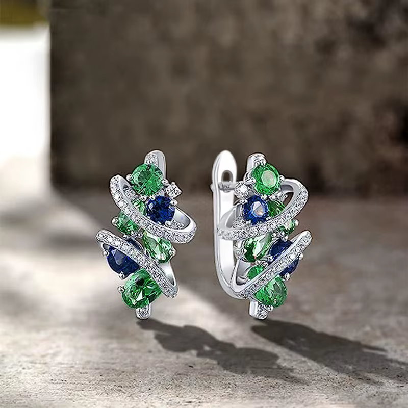 Elegant Cubic Zirconia Bridal Wedding Trendy Jewelry Hoop Earrings