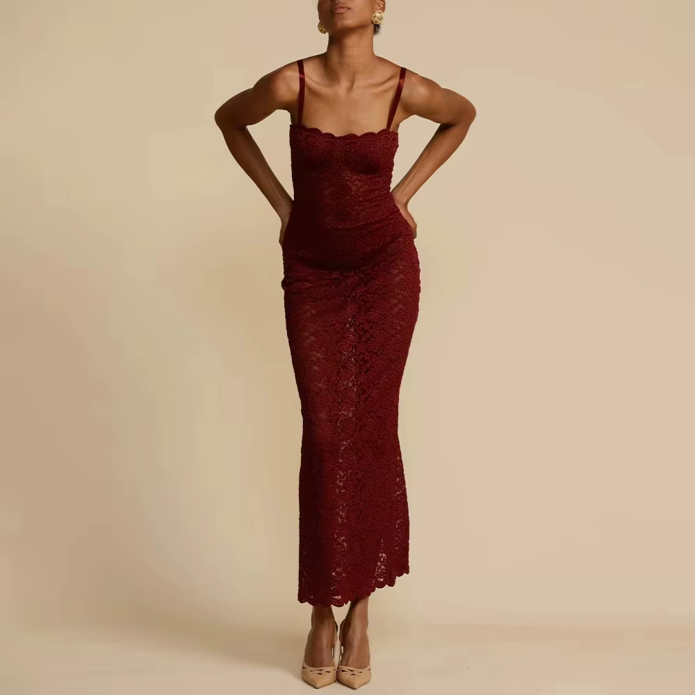 Elegant Eyelet Embroidery Sleeveless Off Shoulder Cami Dresses