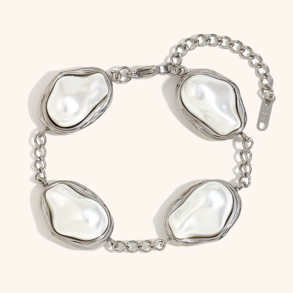 Elegant Fashion Baroque Imitation Pearl Stainless Steel Daily Wear Bracelet