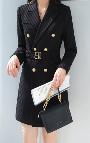 Elegant Fashion Notched Collar Belt Long Sleeve Slim Mini Blazer Dress - Image 6