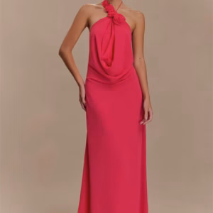 Elegant Halter Off-shoulder Sleeveless Backless Lace-up Maxi Dress