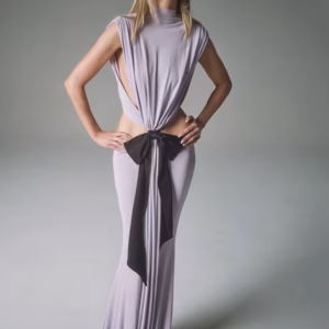 Elegant Hollow Out Bandage High Waist Sleeveless Maxi Dress