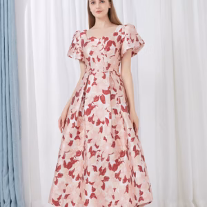 Elegant Luxury Floral Print Embroidery Jacquard Party Maxi Dress