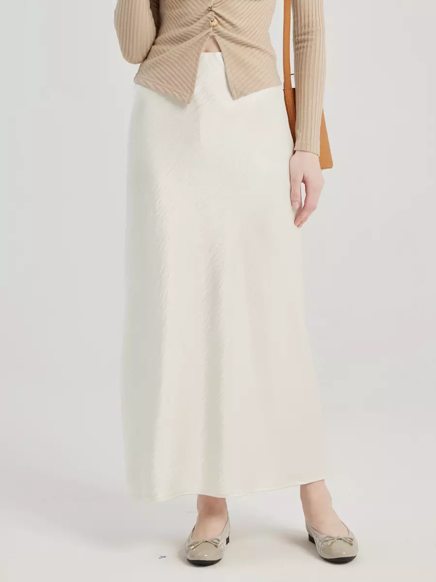 Elegant Office Style Natural Waistline Elastic Waist Long Skirt - Image 3