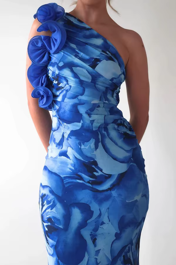 Elegant One-Shoulder Camisole Slant Shoulder Ankle-Length Maxi Dress - Image 8