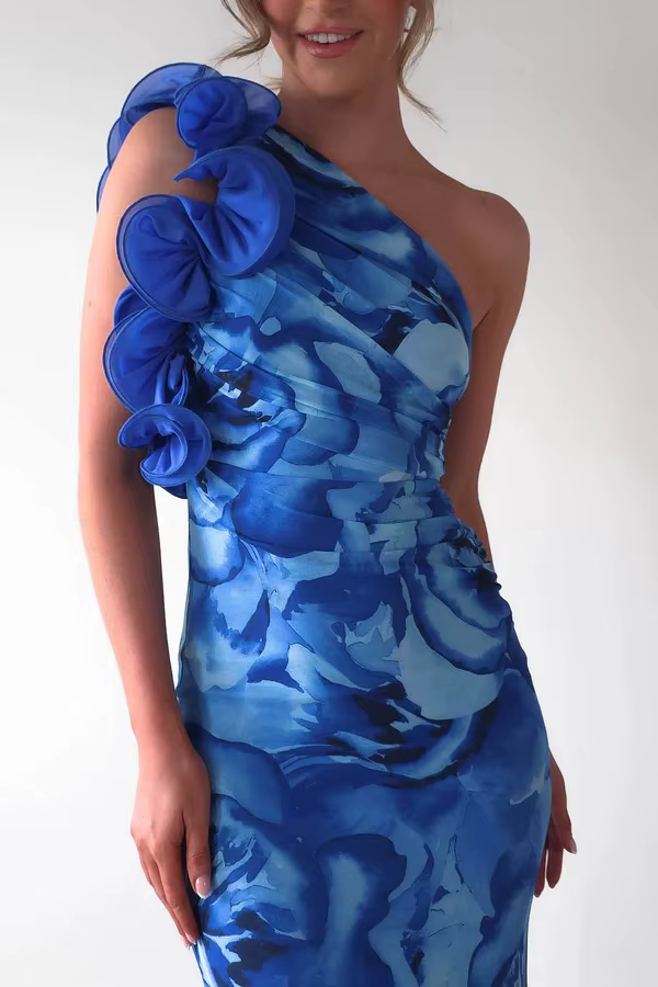 Elegant One-Shoulder Camisole Slant Shoulder Ankle-Length Maxi Dress - Image 9