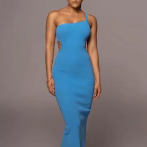 Elegant One Shoulder Cut Out Midi Bodycon Bandage Dress