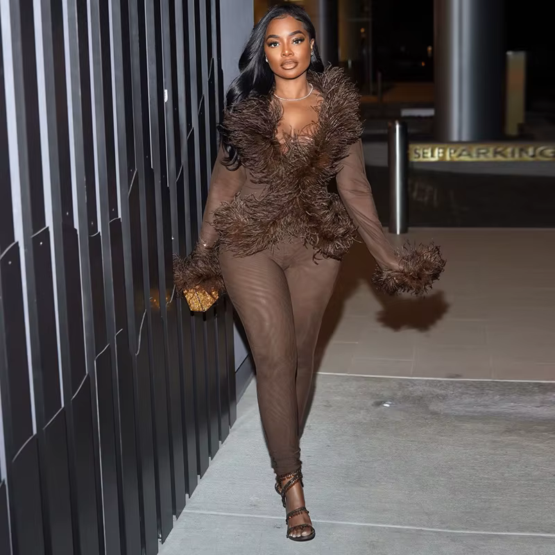 Elegant Patchwork Full Sleeve Tops and Leggings Matching Coquette Two Piece Sets