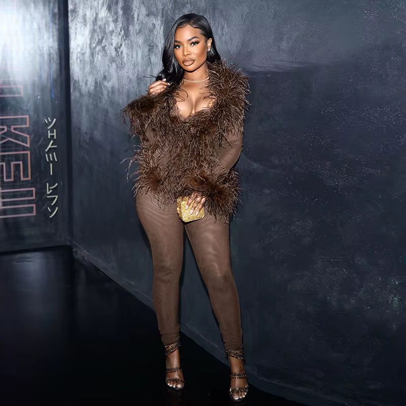 Elegant Patchwork Full Sleeve Tops and Leggings Matching Coquette Two Piece Sets - Image 2