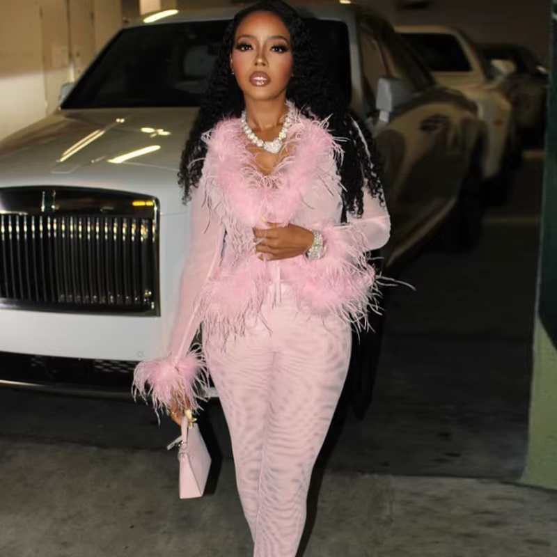 Elegant Patchwork Full Sleeve Tops and Leggings Matching Coquette Two Piece Sets - Image 7