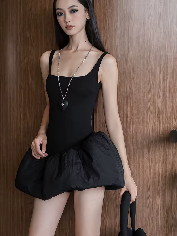 Elegant Puffy Patchwork Backless Sleeveless Midnight Clubwear Party Mini Bodycon Dress