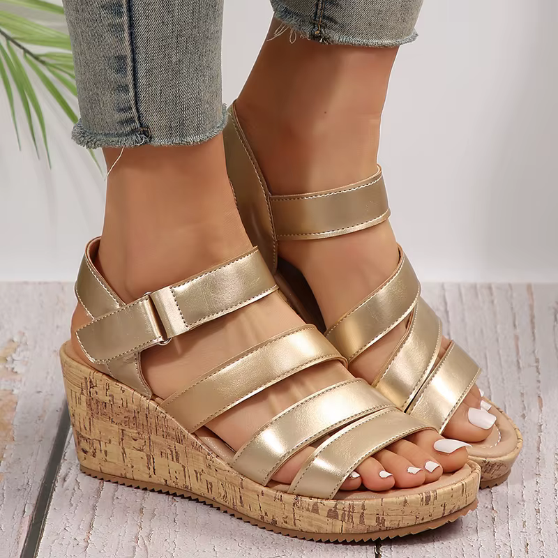 Elegant Roman Style Peep Toe Platform Thick Bottom Wedge Sandals
